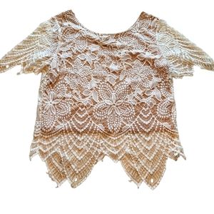 Womens Express Short Sleeve Lined Lace Top Size XS